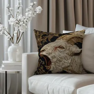 Funny Screaming Goat Pillow Case 18" x 18", Soft Short Plush Fabric with Vivid Abstract Animal Design, Perfect for Home & Party Decoration (Pillow Not Included)