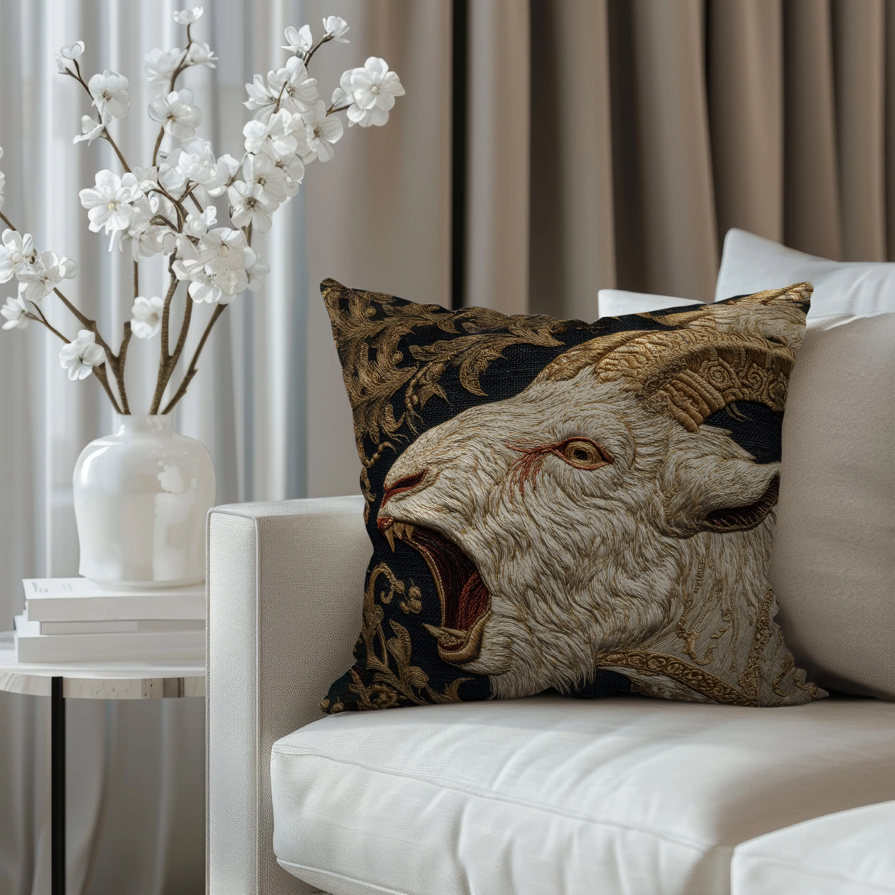 Funny Screaming Goat Pillow Case 18" x 18", Soft Short Plush Fabric with Vivid Abstract Animal Design, Perfect for Home & Party Decoration (Pillow Not Included)