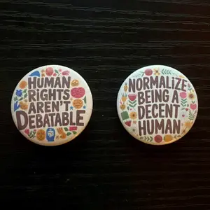 Human Rights Pin Back Button - Political Activist Acessory Small Badges - Gift Idea
