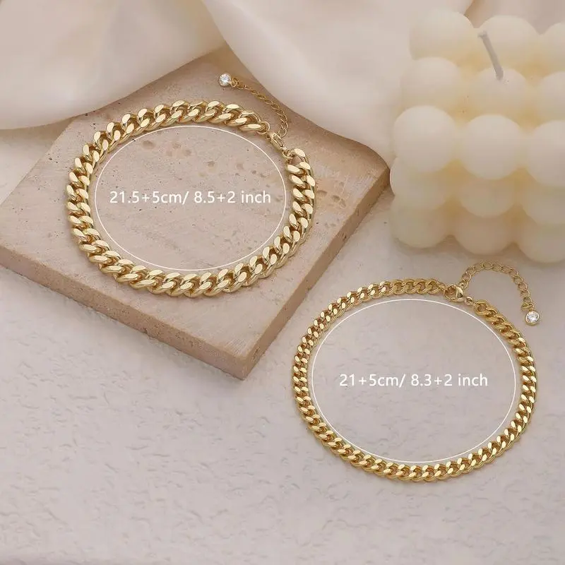 Women's Waterproof Chunky Cuban Link Anklet Set, 30g Trendy Large Layer Ankle Bracelets, Affordable Fashion Daily Jewelry Gift for Summer, DealsforYours Costume Jewelry for Black Friday Christmas