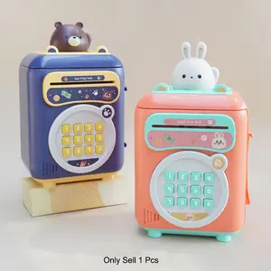 Cute Pet Design Money Bank, 1 Box Money Saving Box with 5 Cards & 10 Banknotes Toy, Early Education Simulation Fingerprint Recognition Bank Toy
