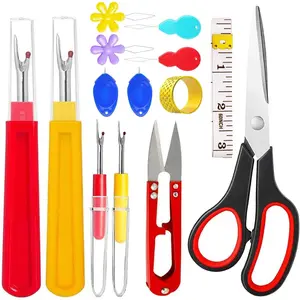 14 count Sewing Seam Rippers, 2 Big and 2 Small Handy Stitch Ripper Sewing Tools with Embroidery , Tape Measure,  Threaders, Thimbles for Sewing Crafting Thread Removin