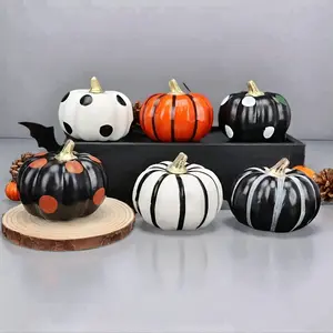 6Pcs Thanksgiving Day Pumpkin Decorations, Realistic Foam Pumpkins for Home Party Props, Autumn Halloween Decoration Supplies