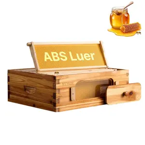 VEVOR Bee Hive Medium Box Starter Kit, 100 Beeswax Coated Natural Fir Wood, Langstroth Beehive Kit with 10 Frames and Foundations, Transparent Acrylic Bee Windows for Beginners and Pro Beekeepers