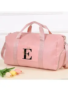 Mother's Day Gift Floral Monogram Duffle Bag Bridesmaid Gift Bag, Pink Travel Duffel, Weekender Bag For Her