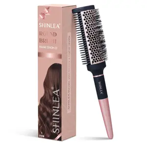 Ceramic Round Brush for Blow Out, Newly Upgraded Round Brush for Blow Drying with Distribution Grooves and Nylon Bristles, Tangle-Free Hair Brushes for Women