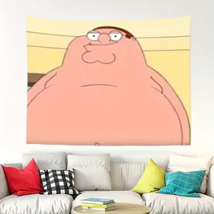 Tapestry  1pc Peter Griffin Cartoon Character Tapestry, Polyester Aesthetic Wall Hanging, Suitable for School Dormitory, Living Room, Bedroom, Party Background Decoration, Home Aesthetic Decoration Tapestry, Indoor and Outdoor Background De