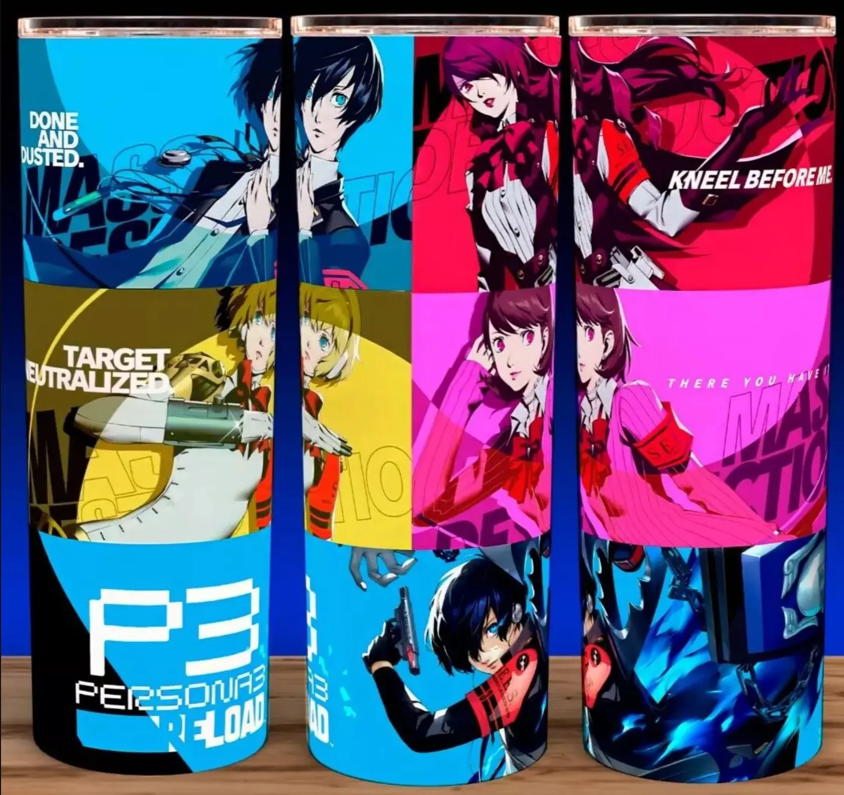 Persona 3 Reload Anime Gamer Cup Mug Tumbler 20oz with Lid and Straw - Elegant Drinkware for Anime Fans - Stainless Steel & Plastic Design Glossy Insulated
