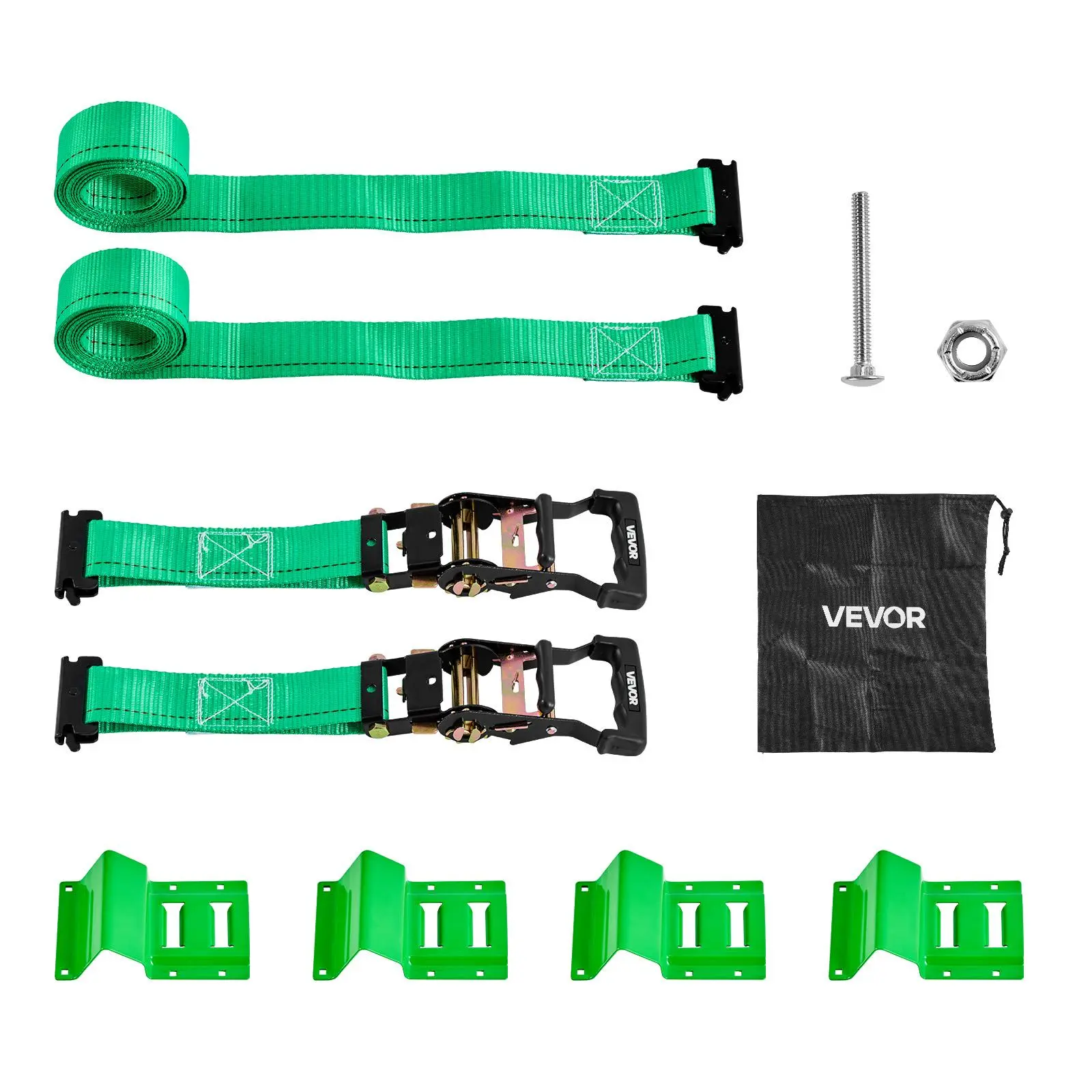 【Summerfinds】VEVOR Wheel Chock Tie-Down Kit, Chock-Style Trailer Tie Down Strap, Car Tie Down Kit with Buckle, Break Strength 4380 lbs & Working Load 1460 lbs Motorcycle Tie-Down System for ATVs, UTVs & Trailers