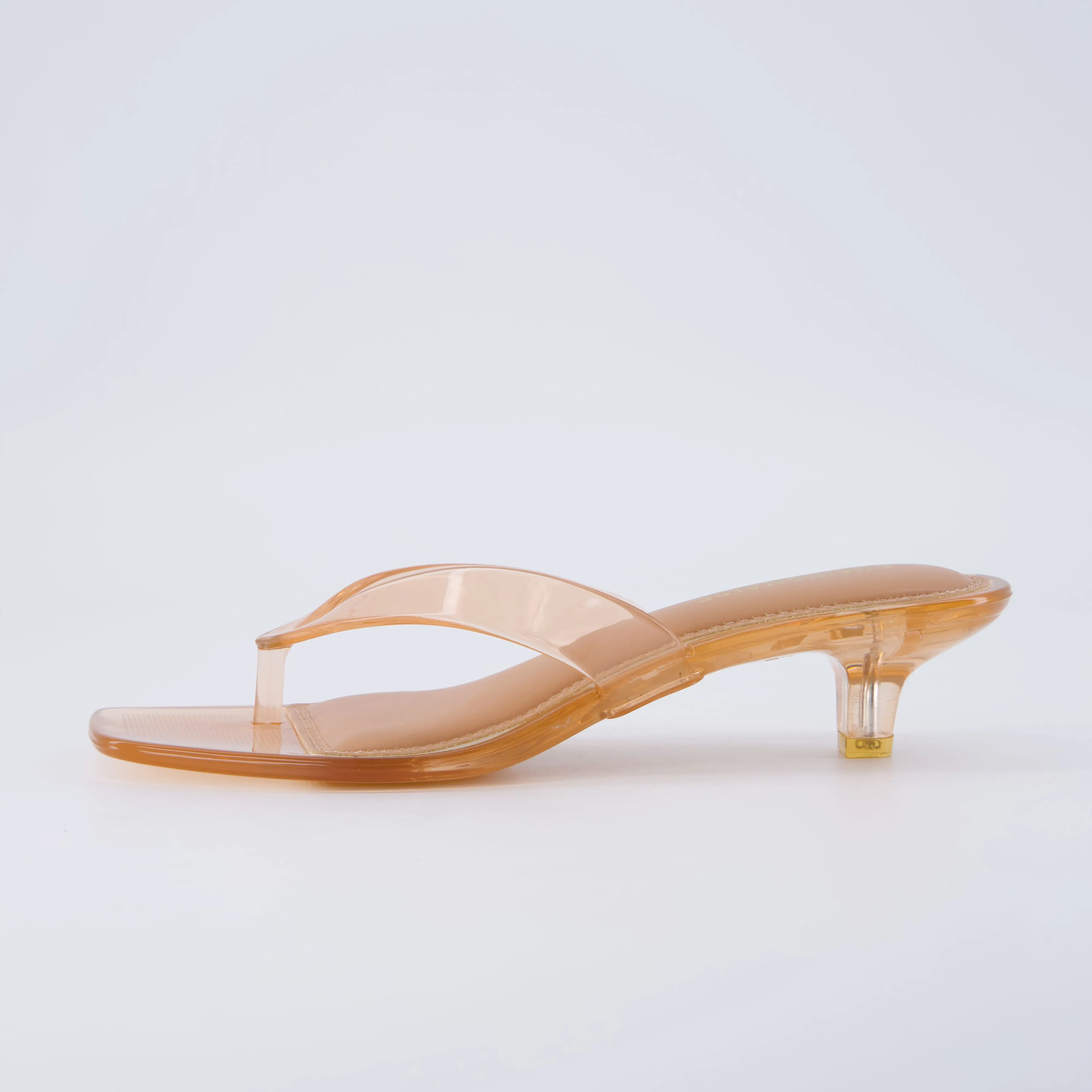 Cushionaire Riot Jelly Thong Kitten Heels for Women | Glossy Elegant Style Heels with Low Heel Design | Soft Comfortable Feel for Everyday Dressy Wear