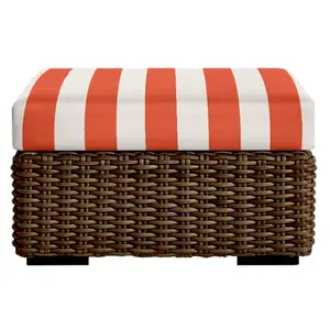 RSH Decor Foam Ottoman Cushion 23" x 19" x 4" Outdoor Patio Replacement Cushion Water-Resistant Made in USA Coral & White Stripe