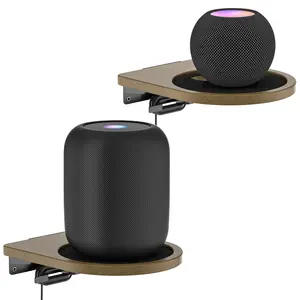 Wooden Speaker Mount for HomePod 1st/2nd Gen & HomePod Mini Wall Mount, Heavy Duty Speaker Bracket for HomePod Wall Mount with Cable Management - Speaker Shelf for Save Space No Muffled Sound, 1 Pair