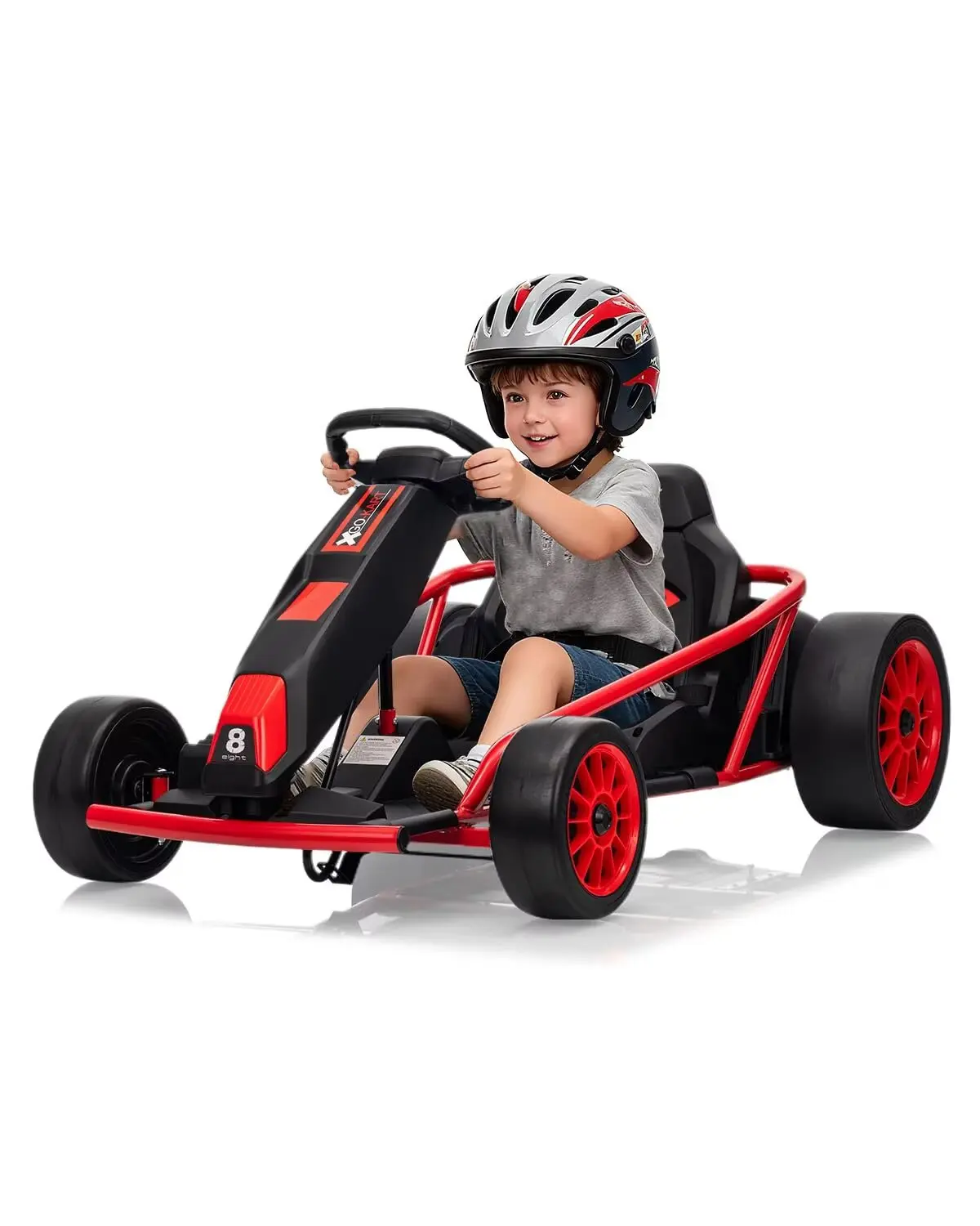 Gaomon 24V Kids Electric Ride-On Go Kart - Dual 300W Motors, 8MPH Drift Racing Design, 155LBS Capacity for 12+ Years, Slow Start, Pedal Control, Music Horn, Seatbelt, EVA/Nylon Tires, White