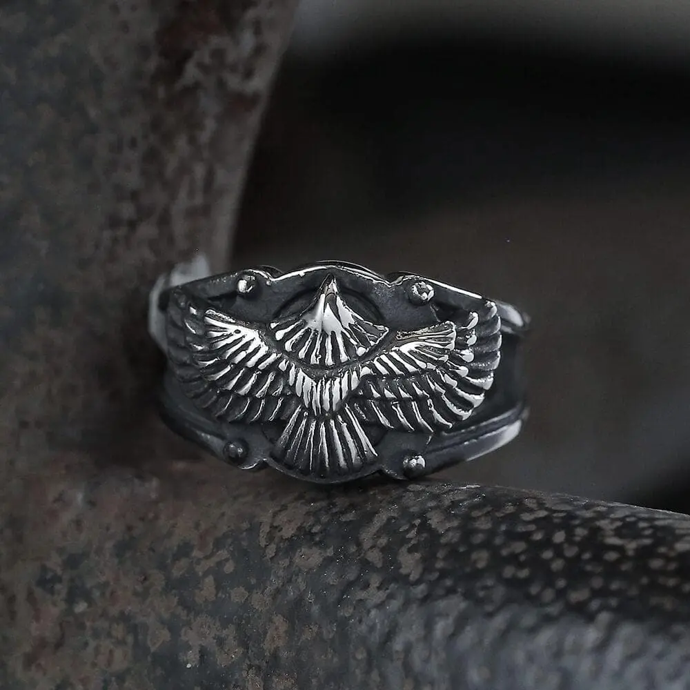GTHIC Unisex Goshawk Stainless Steel Eagle Ring Fashion Accessories for Daily Wear