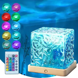 Lamp Water Light Projector - Water Ripple Projector Light Cube  Northern Lights Wave Ripple Night Light for Bedroom (16 Colors)