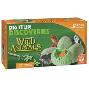 MindWare Dig It Up! Discoveries: Wild Animals — 12-Piece Animal Excavation Kit for Ages 4+