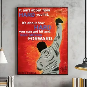 Keep Moving Forward Print Poster, Motivational Rocky Balboa Quote Wall Art, Boxing Movie Gym Decor, Home Office Inspiration Gift, Fitness Artwork