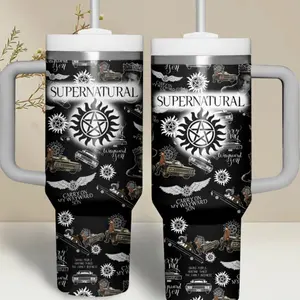 Supernatural TV Series 40oz Tumbler With Handle, Movie TV Series Tumbler, Gift for Movie Lover