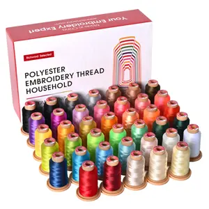 PooLin Richword Embroidery Polyester Thread 800m x 40 Colors 40wt 108D/2 for Household Single Needle Embroidery Machines