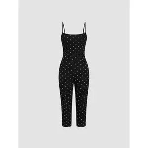 Cider Cotton-blend Polka Dot Capri Jumpsuit