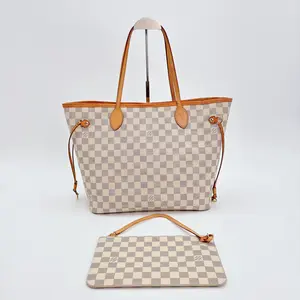 Pre-owned Louis Vuitton canvas Shoulder Bags Damier Azur Neverfull MM
