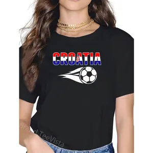 100% Cotton Croatia Soccer Fans Jersey - Croatian Flag Football Lovers T-Shirt
