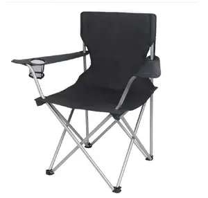 Ozark Trail Basic Quad Folding Camp Chair with Cup Holder, Red, Adult