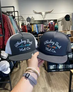 Whiskey Bent Hat Co. Trucker Caps – Stylish Embroidered Mesh-Back Hats with Bold Arrow & Wheat Design – Adjustable Snapback for Men & Women