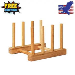 Bamboo Dish Rack, Pot lid/Plate/Cutting Board Organizer, Bottle Drying Holder