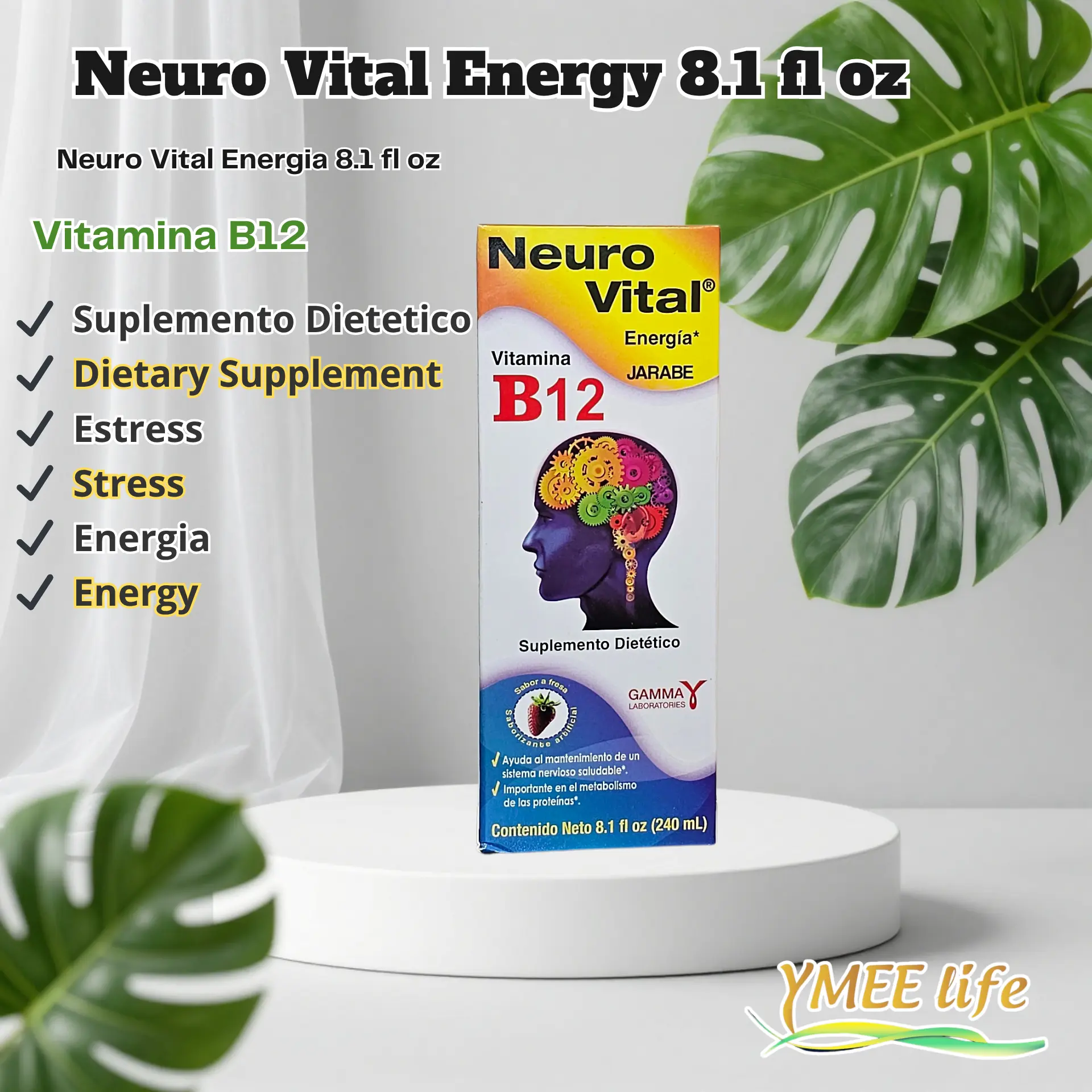 Neuro Vital Liquid Dietary Syrup with Vitamin B12, Nervous Support Liquid Vitamins Supplement