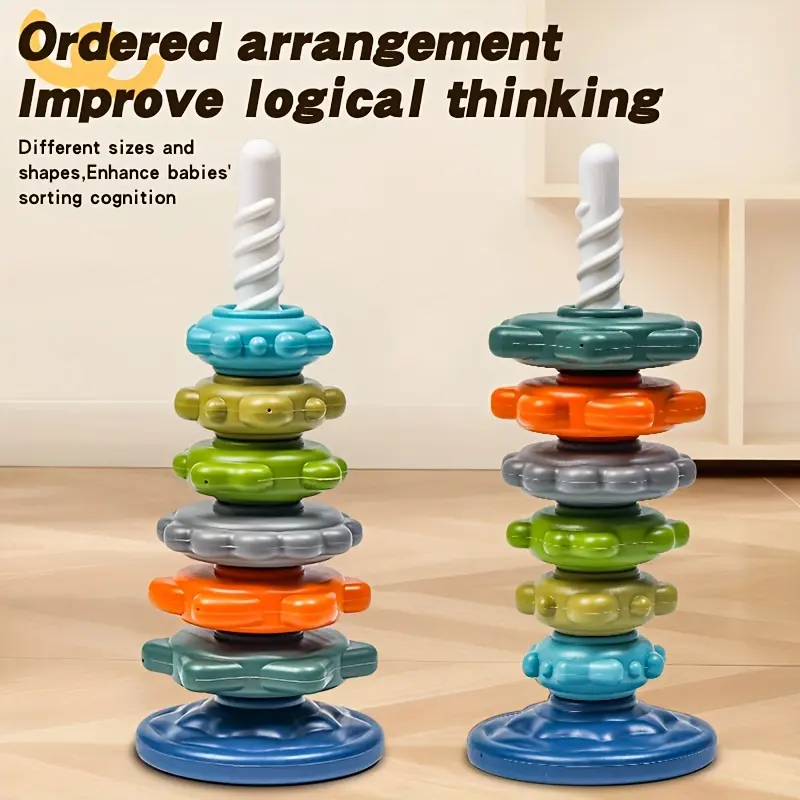 Rainbow Spinning Stacking Toy, Colorful Stacking Rings for Infants and ...