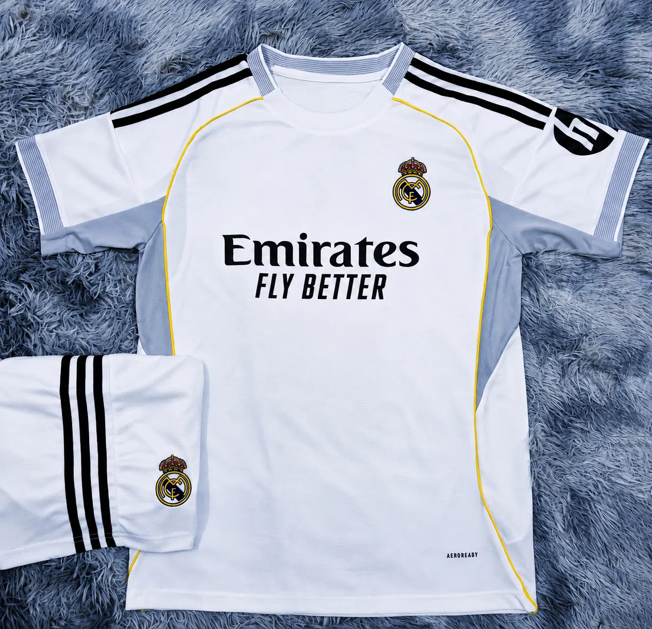 Men's Classic White and Grey Soccer Jersey & Shorts Two-Piece Activewear Set