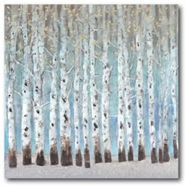 Courtside Market WEB-WW166 Thick Heavyweight Birch Tree with Snowfall Gallery-Wrapped Canvas Wall Art Print - 30x30 in., Stretcher Bars, Nature Art Home Decor Accent, Stable, Gallery Wrap