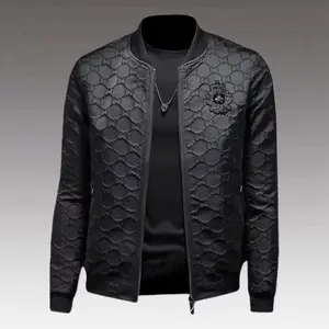 Men's Spring and Autumn Business Casual Jacket Trendy Brand Thin Badge Embroidery Baseball Collar Jacket Slim Fit Long Sleeve Black Jacket Casual Retro School Style Streetwear Set Men's Jacket Business Casual Jacket Men's Clothing