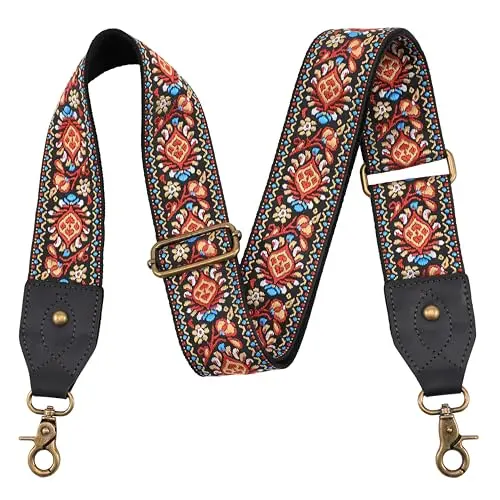 Leather Red Flower Embroidery