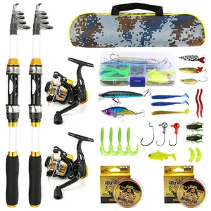 2-Piece Telescopic Fishing Rod Set with Smooth Reels, Complete Fishing Accessories Kit, Portable Camo Bag Included, Freshwater Saltwater Use, Fishing Equipment, Fishing Gear Set