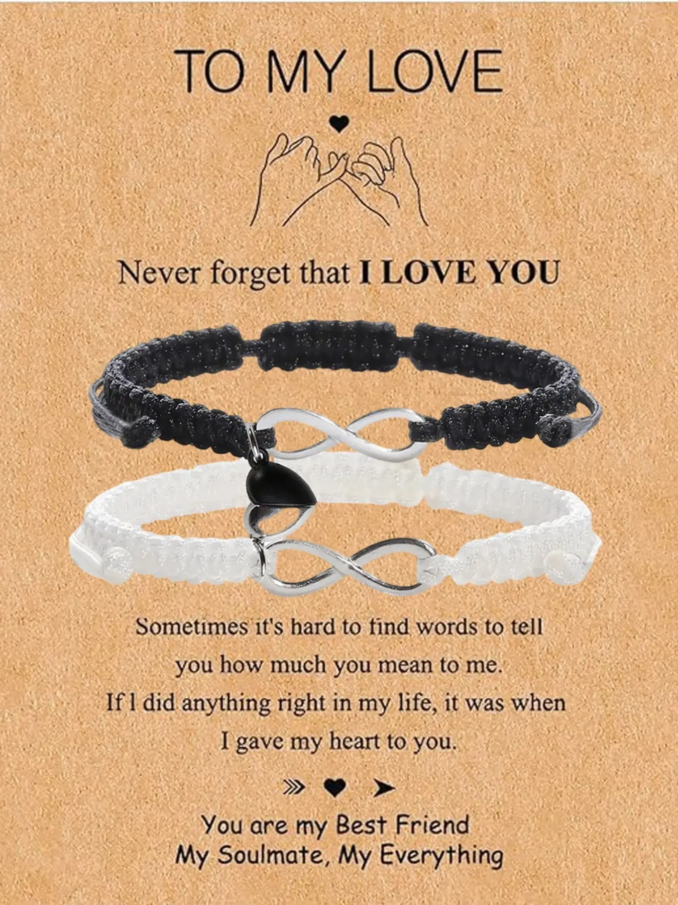 Valentine's Day Couple Bracelet Set, Gift Jewelry, & Magnetic Heart Infinity Symbol Design, Long-Distance Relationship Gift Idea, Matching Heart Bracelets, Valentines Day Jewelry, Bracelet for Couples