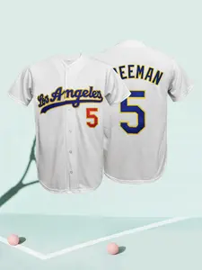 Men's #17 Baseball Jersey, Los Angeles Inspired Button Up Baseball Shirt, Breathable Sports Uniform for Fans, Training, Game Day & Casual Wear