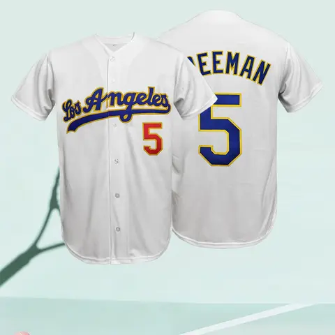Men's #17 Baseball Jersey, Los Angeles Inspired Button Up Baseball Shirt, Sports Clothing, Breathable Athletic Top Sports Uniform for Fans, Training, Game Day & Casual Wear