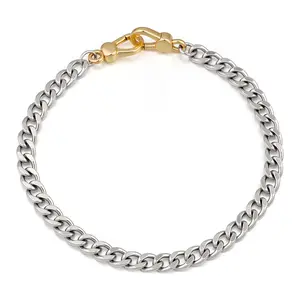 Mytys Cuban Link Bracelet Two Tone Statement for Men & Women (7.1in) with Secure Lobster Clasp Stylish Accessory Twisted Design