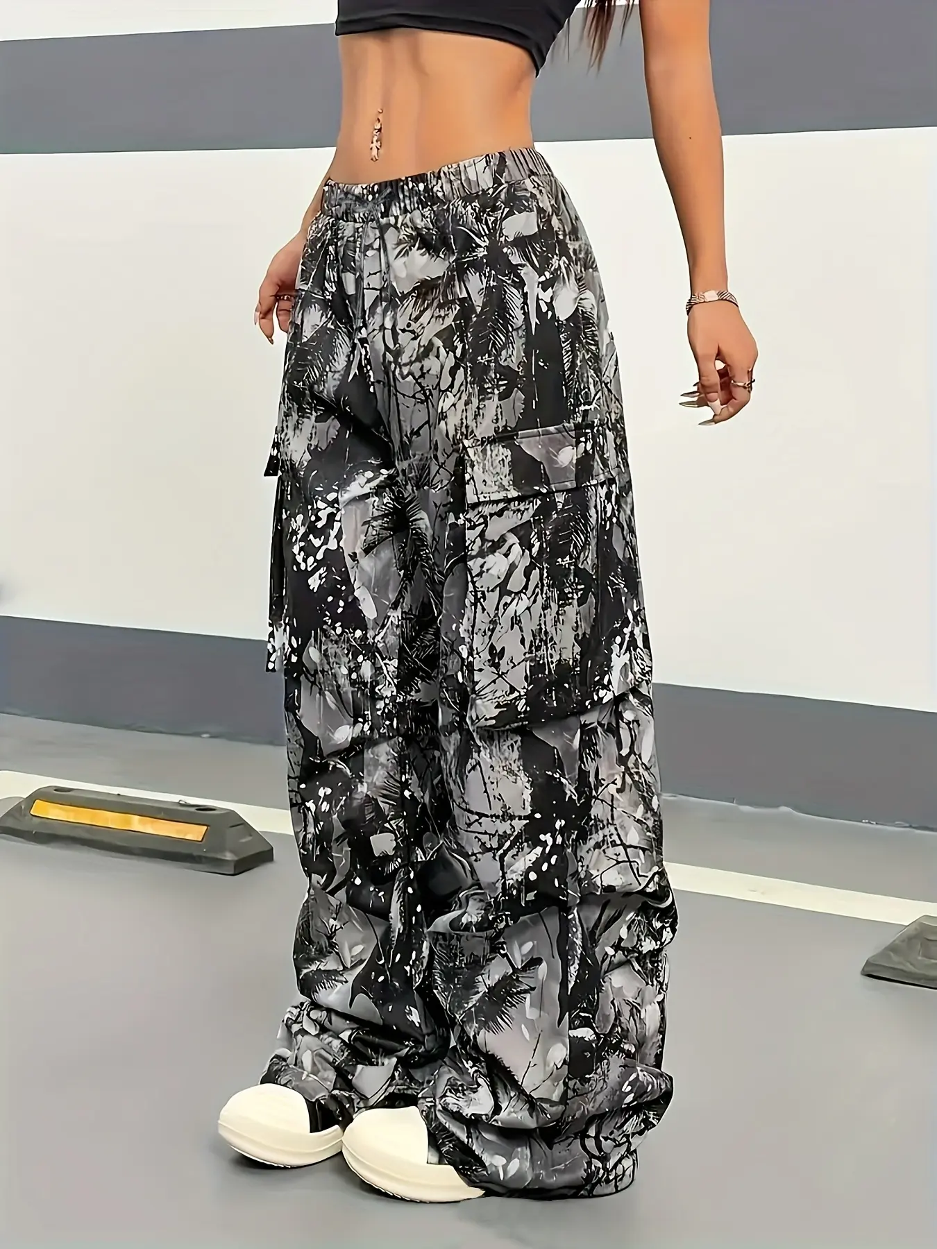 Women's Plus Size Tie Dye Cargo Pants, Casual Cargo Style, Casual Bohemian Trousers, Casual Fashion Long Loose-Fitting, Comfortable Daily Wear with Pockets, Casual Comfy Baggy, Casual Streetwear Trousers, Casual Fashion Bottoms