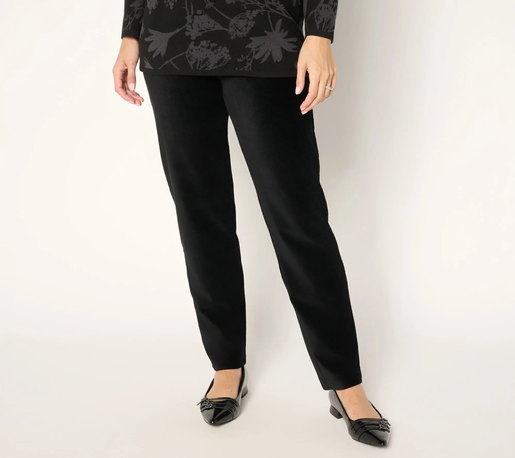 Susan Graver Weekend Petite Knit Corduroy Straight Leg Pant