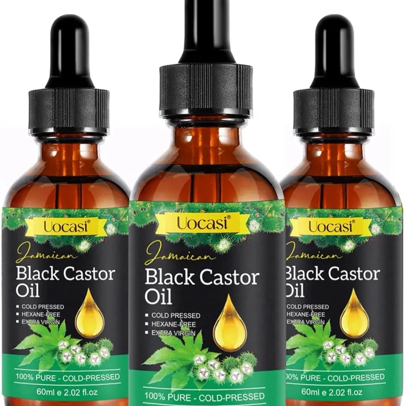 Maani Essence 3-Pack Organic Jamaican Black Castor Oil Haircare Oil for Female - 100% Pure Cold Pressed, Chemical-Free, Nourishing Repairing Hair Growth Products, Moisturizing Hydrate Skin & Eyebrow Glass Bottles