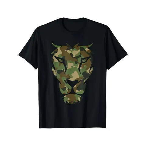 New Arrival Camouflage Lion Head T-Shirt| Dad Gift Casual Tee Menswear Top Man Tshirt Streetwear Tropical Crewneck Shortsleeve