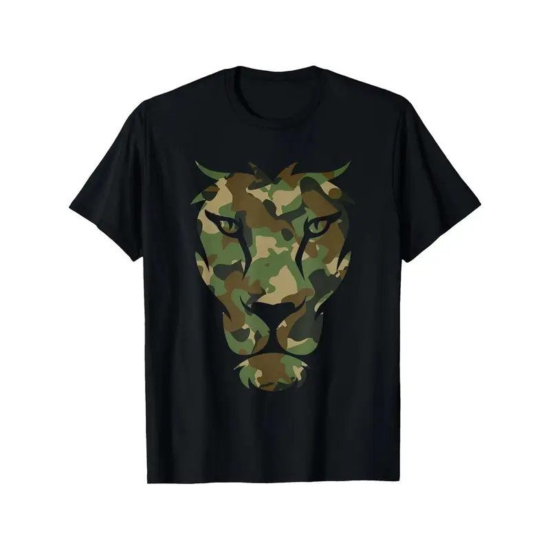 New Arrival Camouflage Lion Head T-Shirt| Dad Gift Casual Tee Menswear Top Man Tshirt Streetwear Tropical Crewneck Shortsleeve