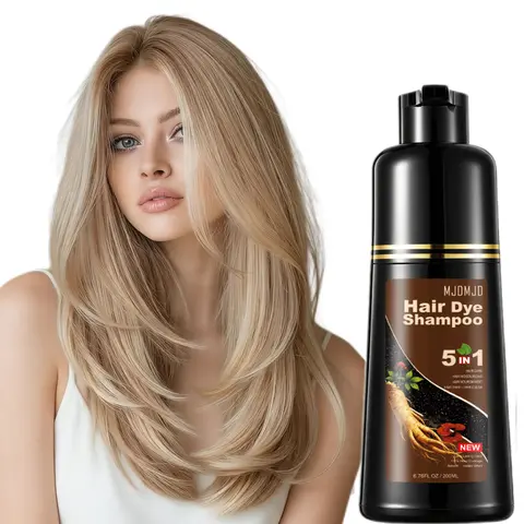 MJDMJD 5-in-1 Hair Dye Shampoo, Blonde Brown & Golden Brown Semi-Permanent Haircare for Gray Coverage, Easy Home Use for Women & Men, 200ml