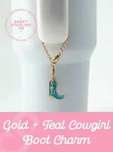 Gold + Teal Cowgirl Boot Charm
