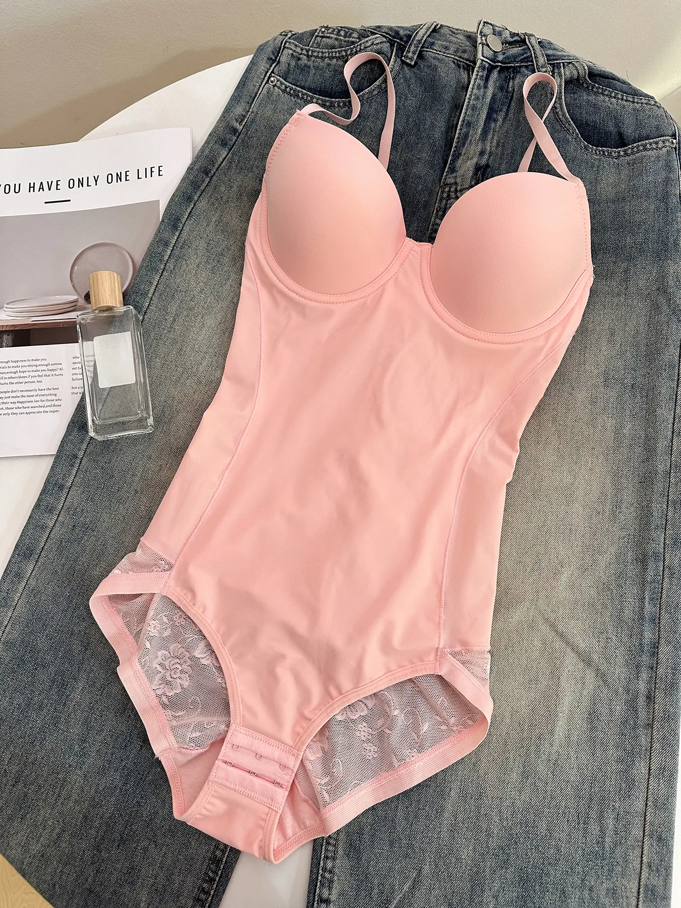 Deep V Neck Shapewear Bodysuit with Bra Support, Women's Shaping Yoga, Adjustable Strap Tight Fitting Innerwear XS-Xxl
