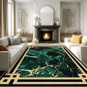 1PC Green Marble Pattern Area Rug, Easy to maintain, easy to clean, machine washable carpet floor mat, Suitable for all seasons, living room, bedroom, dining room, hallway, balcony, Home Decor