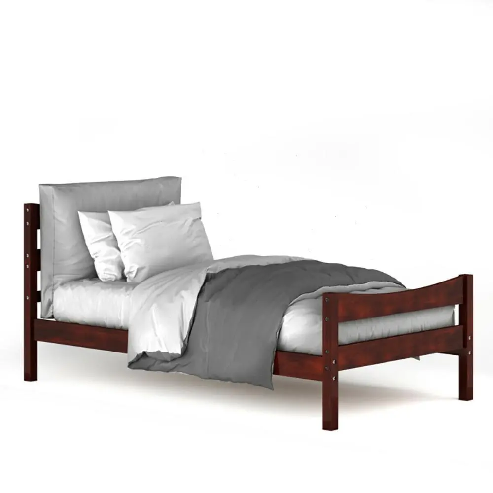 Spaco Wood Bed Frame Twin Size, Rustic Style Platform Bed w/Headboard & Footboard, Solid Wood Slat Support, No Box Spring Needed, Panel bed Mattress Foundation